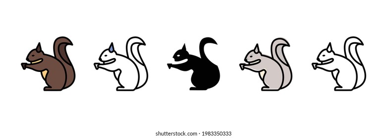 squirrel set vector type icon
