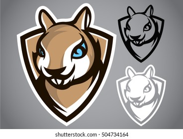 squirrel shield gray logo vector emblem illustration design idea creative sign