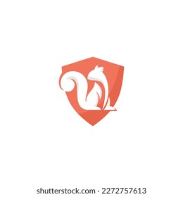 Squirrel and shield logo for a company called squirrel