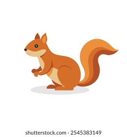 
Squirrel side view full body isolated flat vector illustration on white background