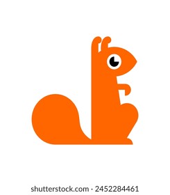 Squirrel sign isolated. bun tree-dwelling rodent with a bushy tail