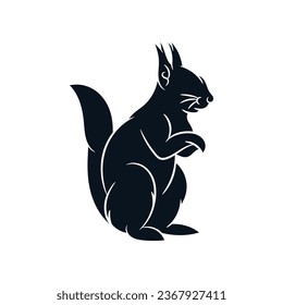 Squirrel silhouette black logo vector design illustration