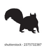 squirrel silhouette design isolated on white background. Squirrel vector silhouette on white background. Vector illustration.