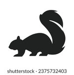 squirrel silhouette design isolated on white background. Squirrel vector silhouette on white background. Vector illustration.