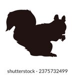 squirrel silhouette design isolated on white background. Squirrel vector silhouette on white background. Vector illustration.