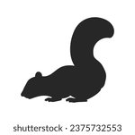 squirrel silhouette design isolated on white background. Squirrel vector silhouette on white background. Vector illustration.