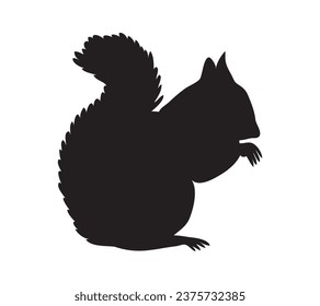 squirrel silhouette design isolated on white background. Squirrel vector silhouette on white background. Vector illustration.