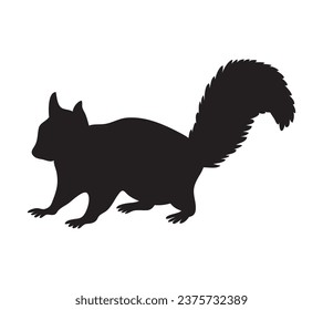 diseño de silueta de ardilla aislado en fondo blanco. Silueta vectorial de ardilla sobre fondo blanco. Ilustración vectorial.