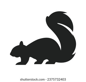 squirrel silhouette design isolated on white background. Squirrel vector silhouette on white background. Vector illustration.