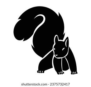 squirrel silhouette design isolated on white background. Squirrel vector silhouette on white background. Vector illustration.