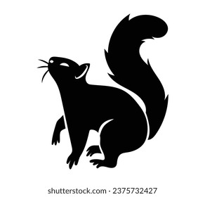 squirrel silhouette design isolated on white background. Squirrel vector silhouette on white background. Vector illustration.