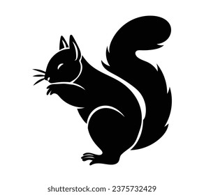 squirrel silhouette design isolated on white background. Squirrel vector silhouette on white background. Vector illustration.