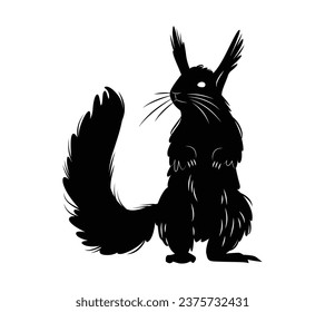 diseño de silueta de ardilla aislado en fondo blanco. Silueta vectorial de ardilla sobre fondo blanco. Ilustración vectorial.