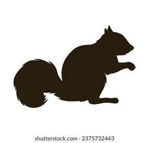 squirrel silhouette design isolated on white background. Squirrel vector silhouette on white background. Vector illustration.