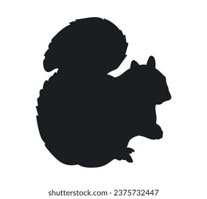 squirrel silhouette design isolated on white background. Squirrel vector silhouette on white background. Vector illustration.
