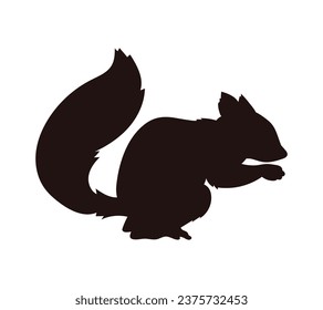 squirrel silhouette design isolated on white background. Squirrel vector silhouette on white background. Vector illustration.