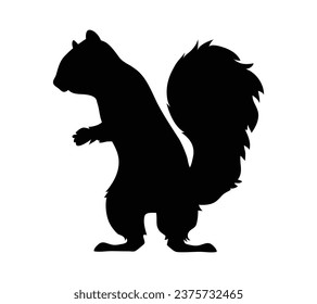 squirrel silhouette design isolated on white background. Squirrel vector silhouette on white background. Vector illustration.