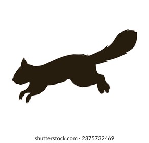 squirrel silhouette design isolated on white background. Squirrel vector silhouette on white background. Vector illustration.