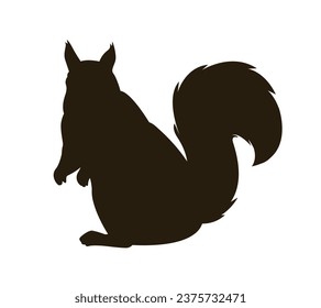 squirrel silhouette design isolated on white background. Squirrel vector silhouette on white background. Vector illustration.