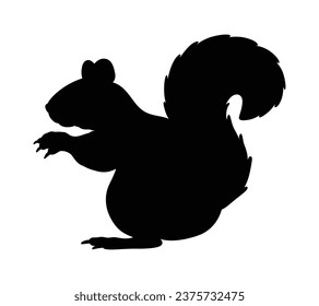 squirrel silhouette design isolated on white background. Squirrel vector silhouette on white background. Vector illustration.
