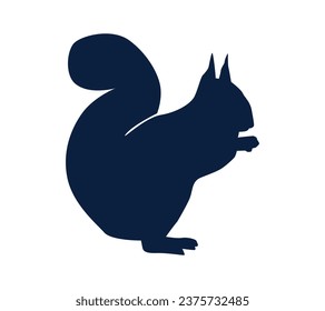 squirrel silhouette design isolated on white background. Squirrel vector silhouette on white background. Vector illustration.
