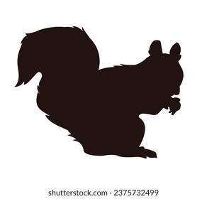 squirrel silhouette design isolated on white background. Squirrel vector silhouette on white background. Vector illustration.