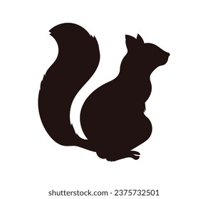 squirrel silhouette design isolated on white background. Squirrel vector silhouette on white background. Vector illustration.