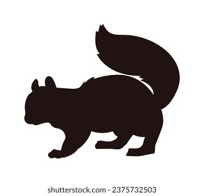 squirrel silhouette design isolated on white background. Squirrel vector silhouette on white background. Vector illustration.