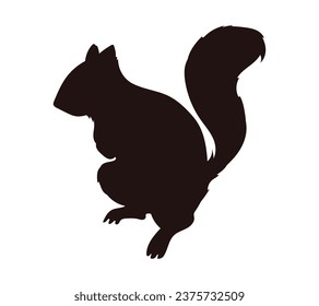 squirrel silhouette design isolated on white background. Squirrel vector silhouette on white background. Vector illustration.