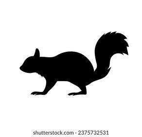squirrel silhouette design isolated on white background. Squirrel vector silhouette on white background. Vector illustration.