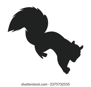 squirrel silhouette design isolated on white background. Squirrel vector silhouette on white background. Vector illustration.