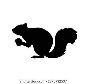 squirrel silhouette design isolated on white background. Squirrel vector silhouette on white background. Vector illustration.