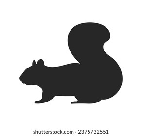squirrel silhouette design isolated on white background. Squirrel vector silhouette on white background. Vector illustration.