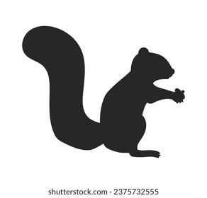 squirrel silhouette design isolated on white background. Squirrel vector silhouette on white background. Vector illustration.