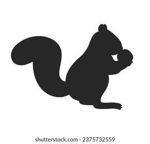 squirrel silhouette design isolated on white background. Squirrel vector silhouette on white background. Vector illustration.