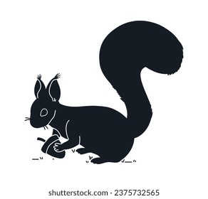 diseño de silueta de ardilla aislado en fondo blanco. Silueta vectorial de ardilla sobre fondo blanco. Ilustración vectorial.