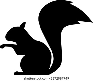 Squirrel silhouette icon vector for autumn design. Simple squirrel icon for fall season. Autumn graphic resource for icon, sign, symbol or decoration. Silhouette of squirrel for mid autumn festival