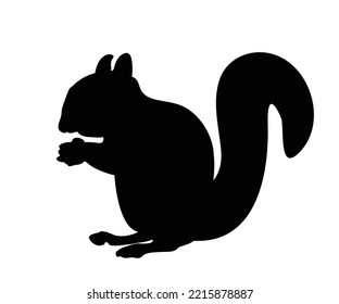 Squirrel with silhouette icon Squirrel is a wild animal with fluffy tail. In cartoon vector symbol illustration style.