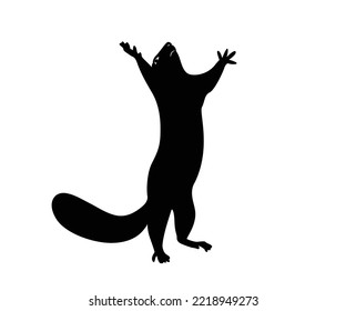 Squirrel with silhouette icon Squirrel is a wild animal with fluffy tail. In cartoon vector symbol illustration style.