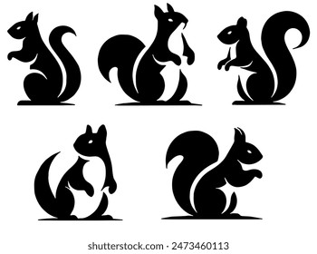 Squirrel Silhouette, Ideal for Nature and Wildlife Themes - Flat Vector Illustration