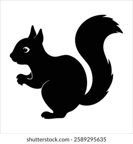  A squirrel silhouette illustration on white background., squirrel on white background.