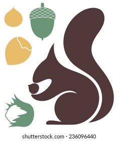Squirrel silhouette. Isolated squirrel on white background