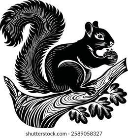 Squirrel Silhouette isolated on White Background