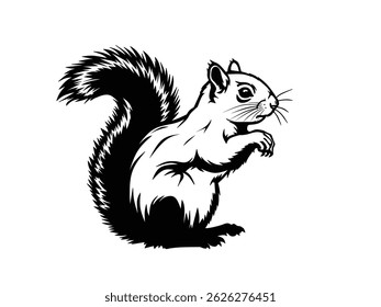 squirrel silhouette isolated with white background