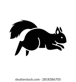Squirrel silhouette leaping forward ideal for dynamic graphics and branding assets