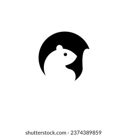 diseño plano del logotipo de silueta de ardilla en concepto de círculo.