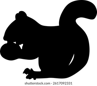 Squirrel silhouette with a nut