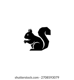 Símbolo de silhueta de esquilo Logotipo de ilustração vetorial para o design de vida selvagem e natureza