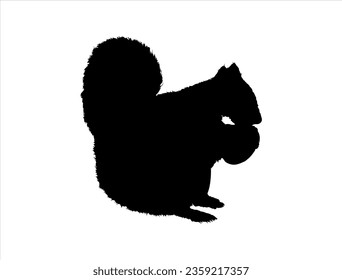 Squirrel silhouette vector art white background