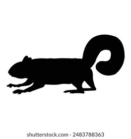 squirrel silhouette vector design. black and white.